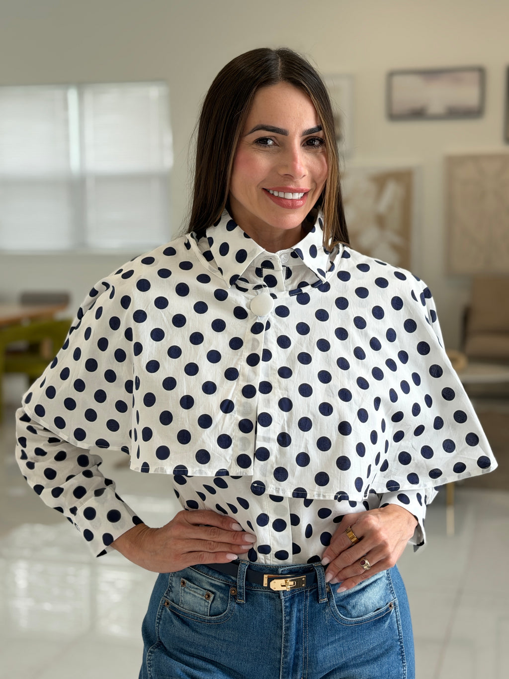 POLKA DOT CAPE SHIRT