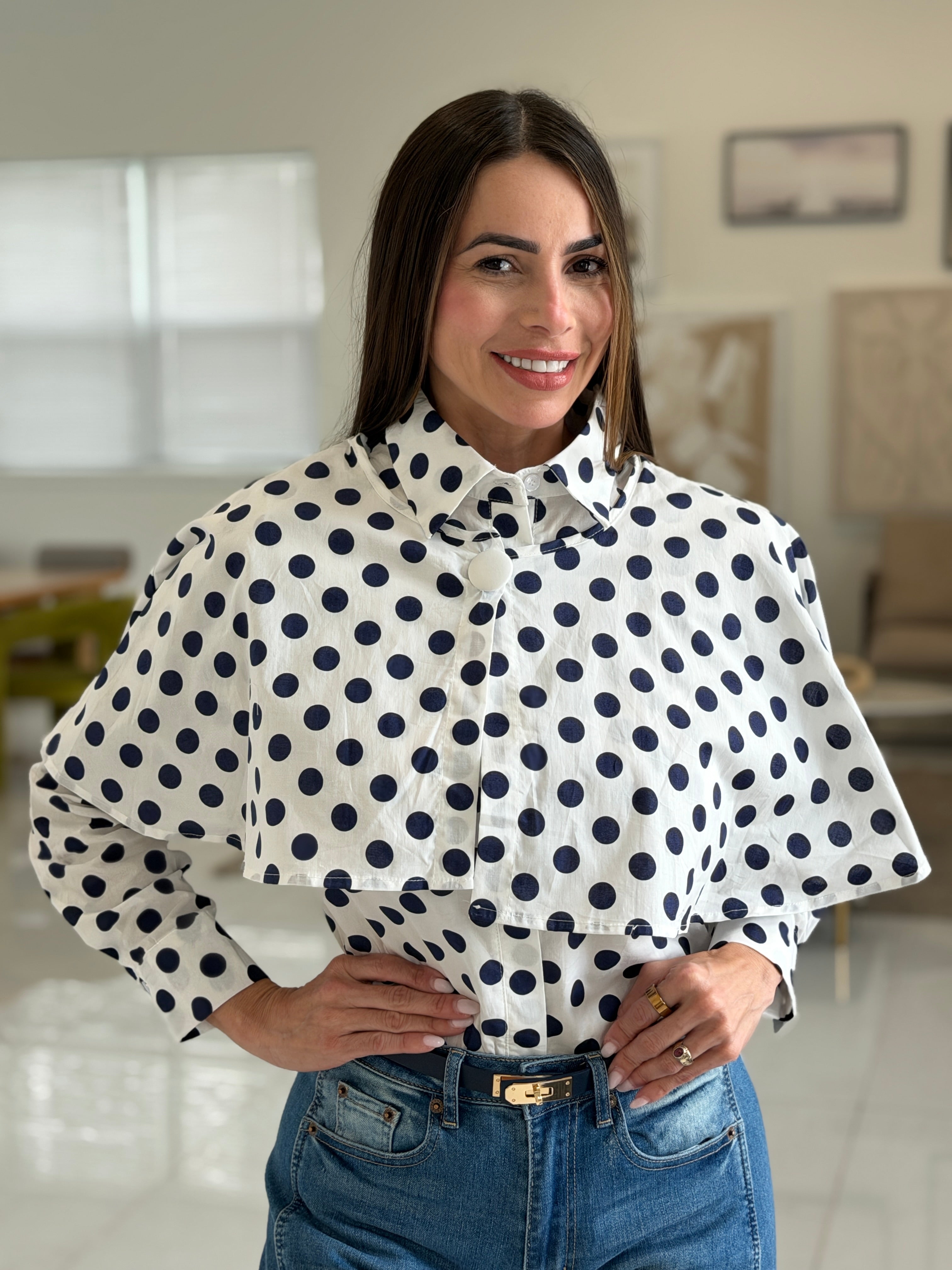 POLKA DOT CAPE SHIRT
